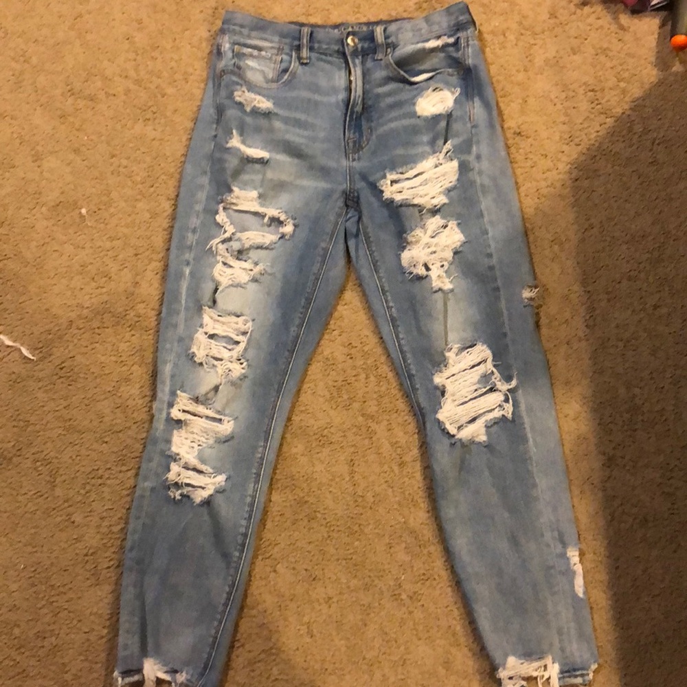 American Eagle distressed mom jeans